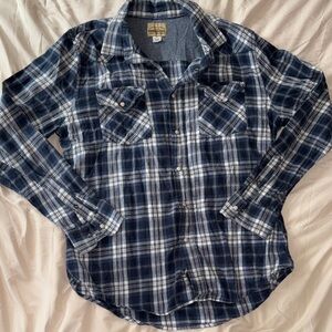 Men's Blue Plaid Casual Button Down Shirt